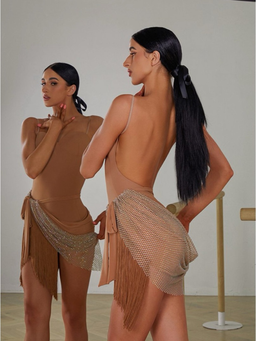 Zym Dance Style tan wrap up skirt